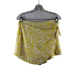 Arizona Jean Co Yellow Floral Juniors Waisted Tie Side Skort Skirt Large 029